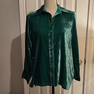 John Mark Green Velvet Button Down Shirt